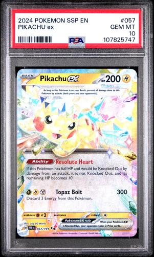 2024 POKEMON SSP EN-SURGING SPARKS #057 PIKACHU EX PSA 10