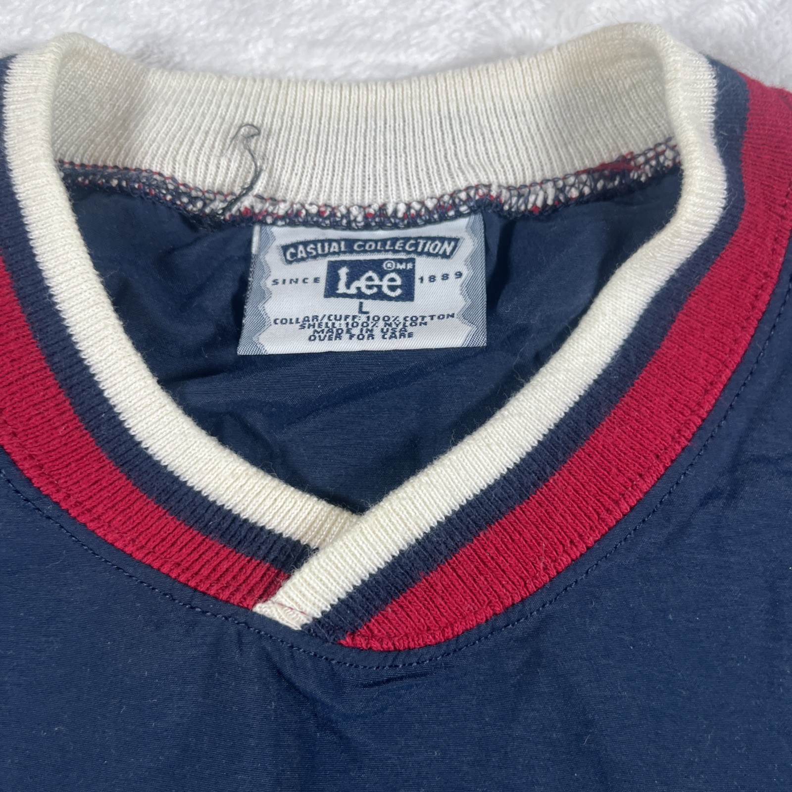 Vintage Lee Sport Pullover Mens Large Blue Windbreaker Preppy College USA 90s thumbnail 4
