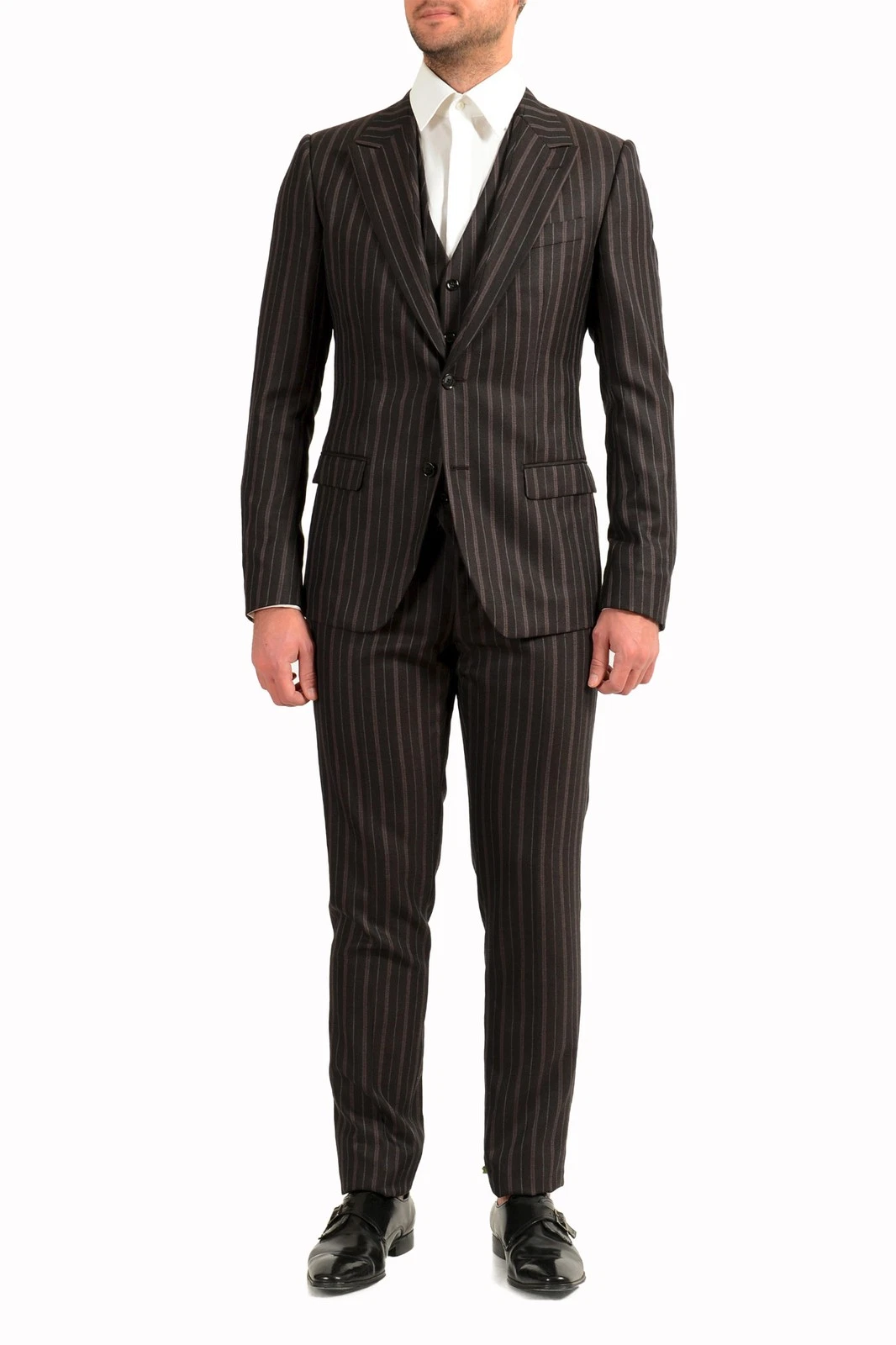 Dolce Gabbana — Dolce & Gabbana Men's 100% Wool Striped Two Button Three Piece Suit