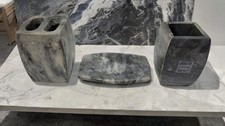Genuine Grey Marble Bathroom Accessories Toothbrush Holder, Soap Dish,  Tumbler