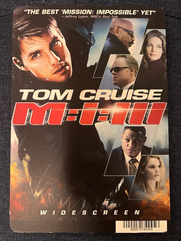 Mission Impossible III BLOCKBUSTER DVD BACKER CARD ONLY 5.5"X8"