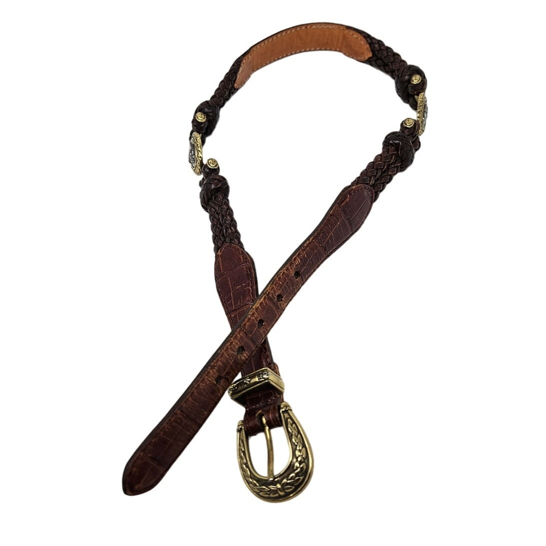Vintage 90s Brighton S 1996 Brown Braided Horse Equestrian  display picture 1