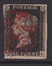 1d Black With 3/4 Margins & Red MX(212)