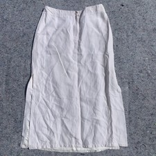 Vintage 90s Y2K Ivory white cream linen silk resort midi skirt w/ side slits