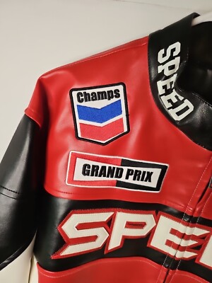 Copper Rivet 90 Red Racing Team Speed Freak PU Men's Jacket Sz