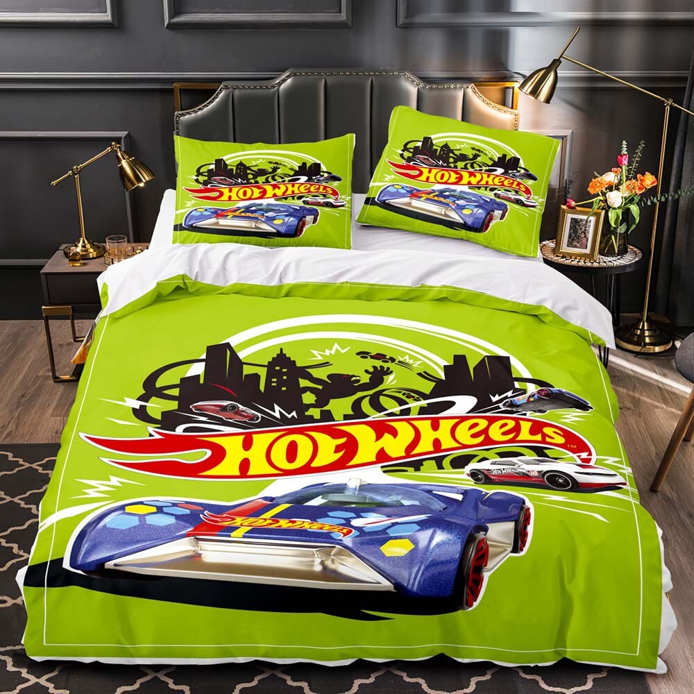 Hot Wheels Quilt Duvet Cover Doona Bedding Set Single Double Queen Kids