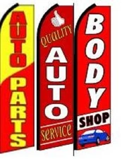 Auto Parts, Body Shop  King Size  Swooper Flag Sign  W/Complete 3 Set 