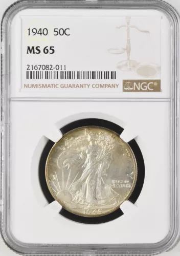1940 Walking Liberty Silver Half Dollar NGC MS65