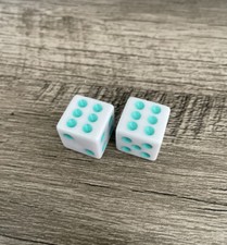 2X White Teal Dice Valve Stem Caps Cap Cover Car Truck Bike Motorcycle Bicycle