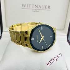 Wittnauer by Longines Unisex Sapphire Crystal Gold Steel 36mm Watch WN4095 Mint!