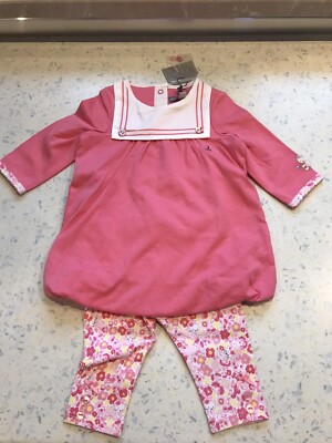 Sergent Major 2-Teiler Tunika Gefüttert Katze Blumen  Pink 1 Mo 53 cm Hose NEU