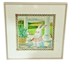 Anni Leedy Original Watercolor - "Southern Bunny in a Seersucker Suit"