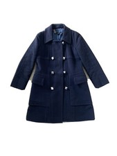 Marc Jacobs Navy Blue Wool Coat M Silver Buttons Double Breasted