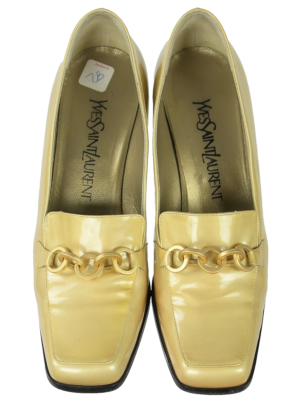 Anello donna YSL Yves Saint Laurent pompa morso di cavallo taglia 7M oro vernice pelle Italia