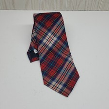 Pendleton Red Blue Tartan Plaid 100% Virgin Wool Necktie Made In USA