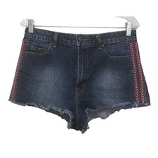 BDG Shorts Womens 31 XS High Rise Cheeky Denim Booty Blue Frayed Hem