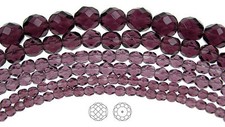 Czech Fire Polished Round Faceted Beads in Amethyst color 16  strand, purple