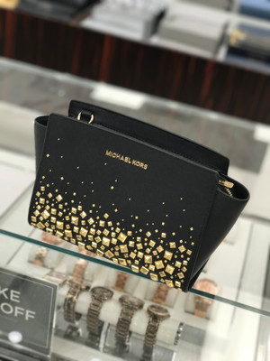 michael kors selma medium metallic leather crossbody