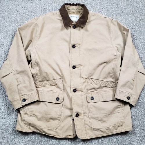 Vintage ORVIS Jacket Mens XL Brown Khaki Barn Coat Chore Workwear Hunting Canvas