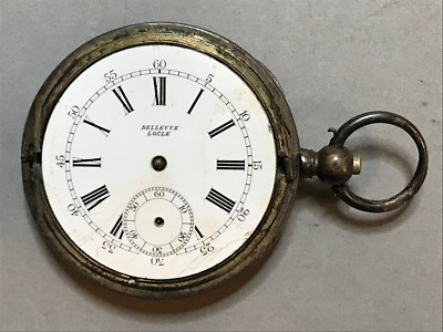 ANTIQUE OLD POCKET 84 (875) SILVER HALLMARK WATCHES ''BELLEVUE LOCLE''
