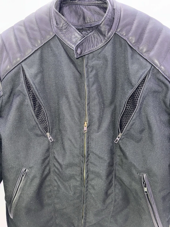 Chaqueta de moto Fox Creek de cuero y lona para hombre talla 46 (46x27) Foto 4 de 4