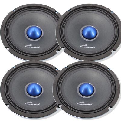 2 Pair Audiopipe 6'' Mid Bass Car Audio Bullet Loud Speaker 800W 4 Ohm Blue