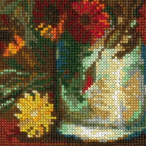 Cross-stitch kit Still Life with Meadow Flowers and Roses 1591 Riolis - Picture 3 of 6
