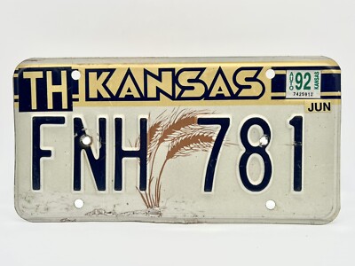   Original US Amerika Auto Kennzeichen Nummernschild USA Kansas 1992