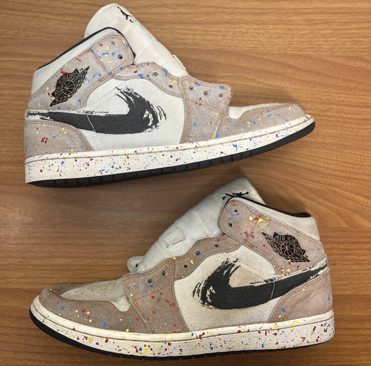 Jordan 1 Retro Mid SE Brushstroke Paint Splatter Size 10.5