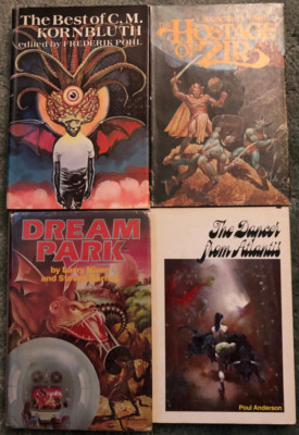 Vintage Sci Fi hardcovers, lot of 4, CM Kornbluth, De Camp, Anderson & Niven