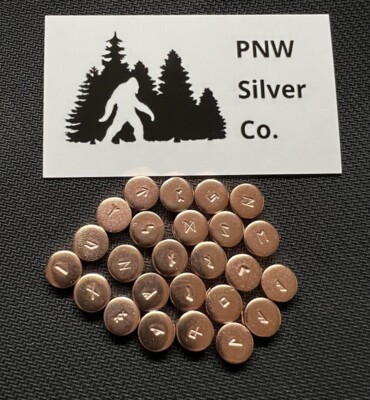 Hand Made .999 Copper Bullion MICRO CASTING RUNES - Elder Futhark Set 25 Pieces