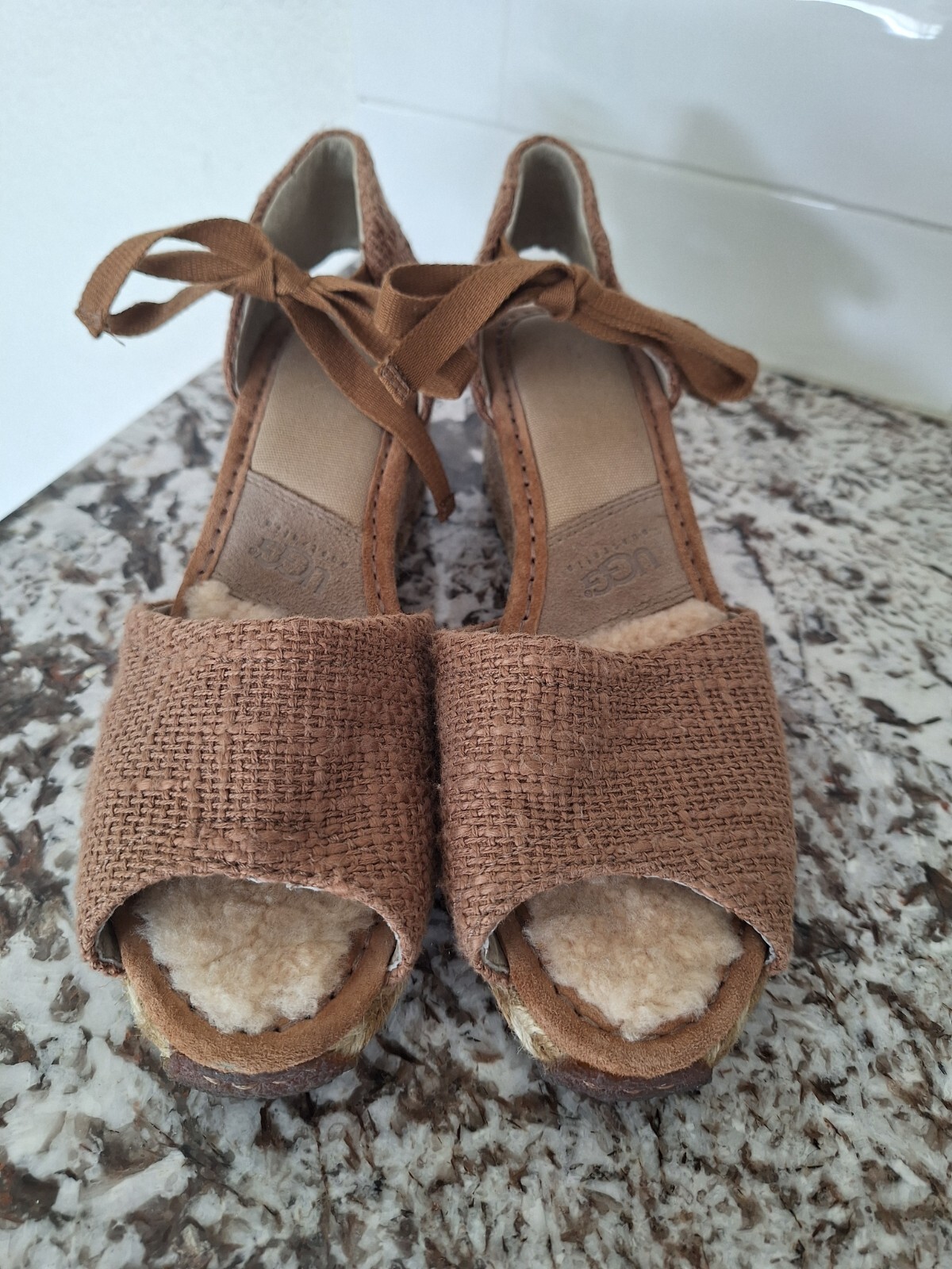 Ugg ankle strap wedge espadrille wool sandals size 9