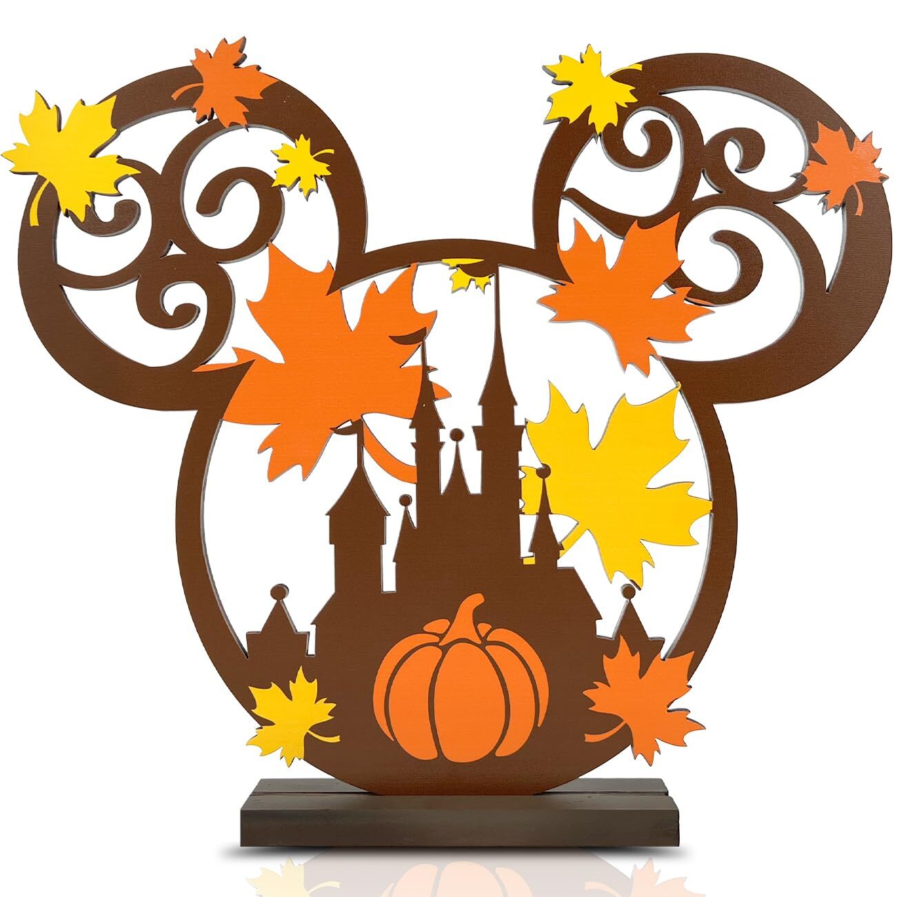 Fall Decorations Mouse Wooden Centerpiece for Table Thanksgiving Mouse Pumpk