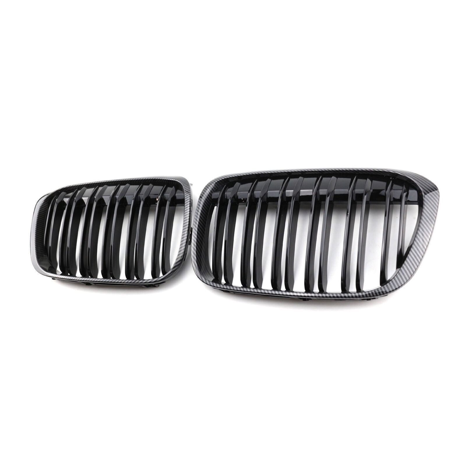 Dual Line Carbon Fiber Style Front Bumper Center Grille For 16-18 BMW X1 F48 SUV