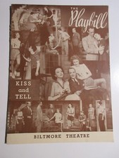 1943 Biltmore Theatre Kiss and Tell Broadway Show Playbill Program Robert Keith