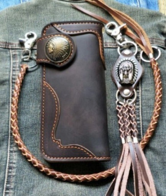 Leather Biker Wallet Chain Handmade Leather Wallet Mens Bifold Wallet Gift 270