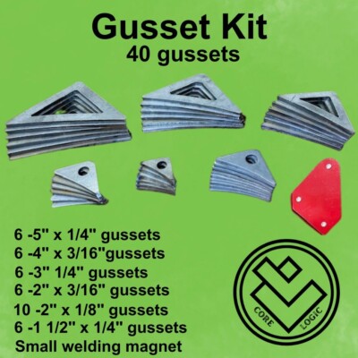 Gusset Kit -5  down to 1'' 1/2'' -Set of (40) Metal Gussets, 1/8'', 3/16'', 1/4''