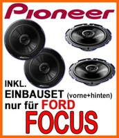 Ford Focus MK1 Pioneer Lautsprecher Boxen Einbauset Vorne+Hinten Komplettset