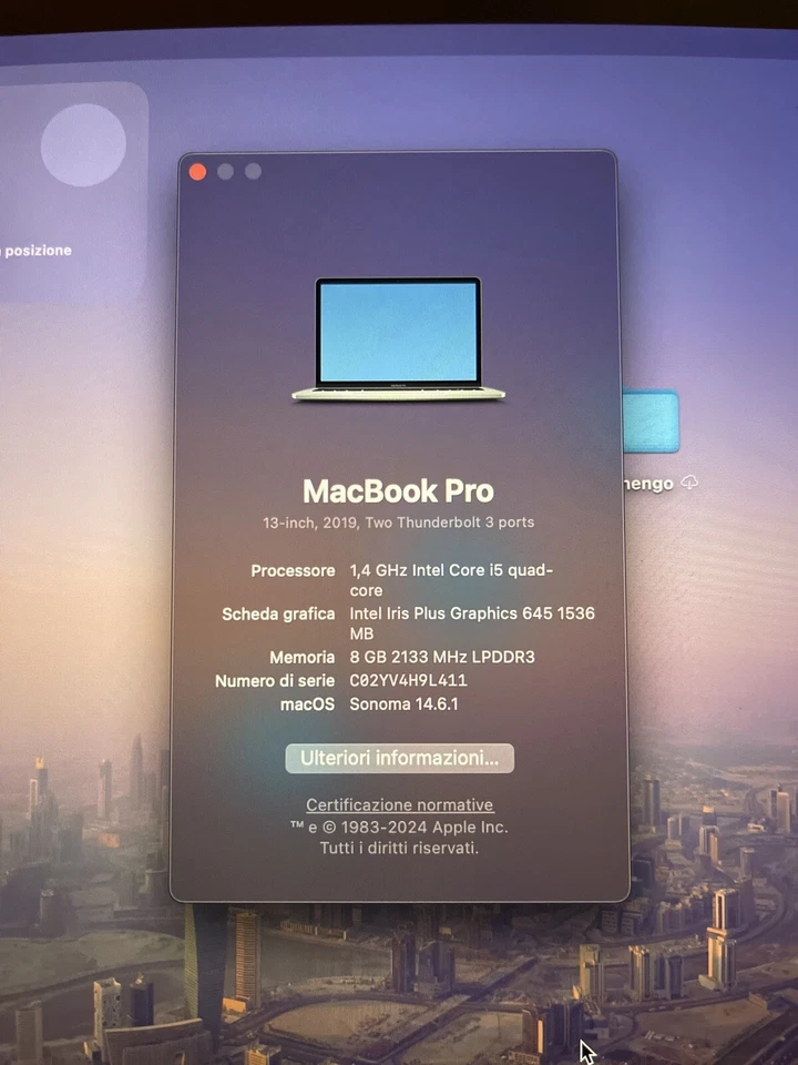 Apple MacBook Pro 13" · i5 8th gen 3.9 GHz · 8GB · 128GB, foto 2 di 5