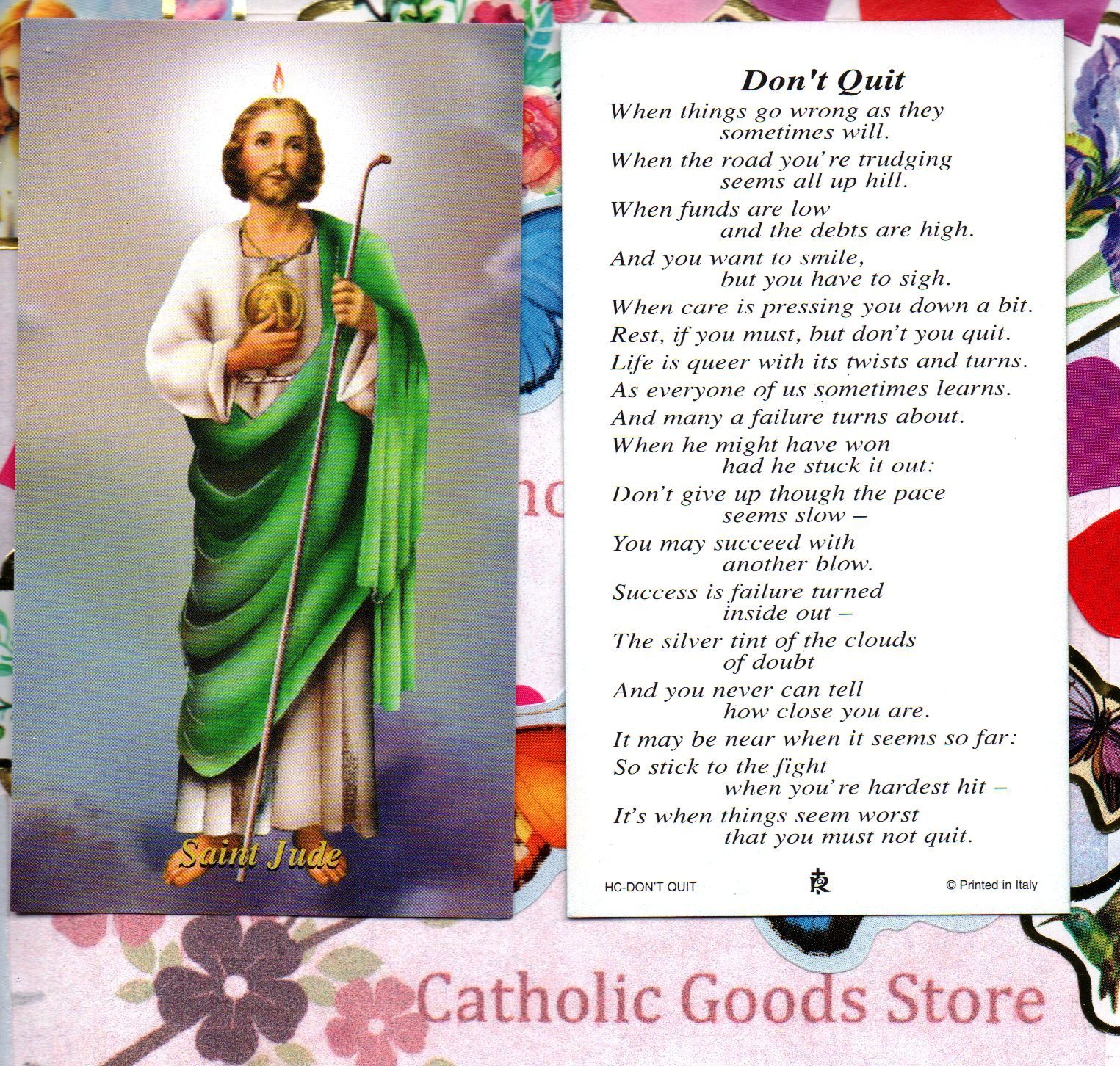 Saint St. Jude with Don't Quit - Paperstock Holy Card | eBay