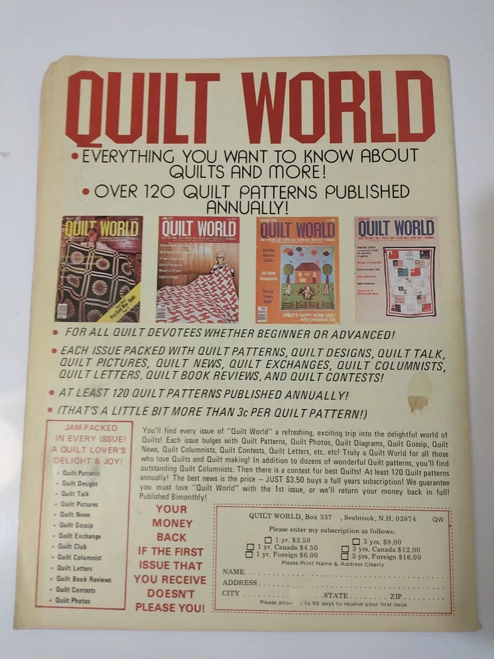 Quilt World Christmas Annual December 1977 Pattern Booklet Magazine Design Ideas - Image 3 of 3