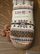LUK-EES Muk Luks Slipper Sox Socks Women's Size 5-7 S/M Slip Resistant NWT
