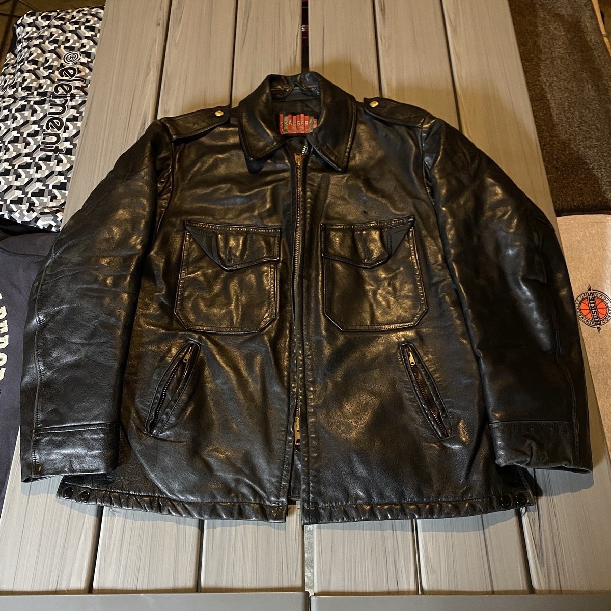 VTG 1960s Skaggerac Genuine Leather Police Jacket Coat Academy XL
