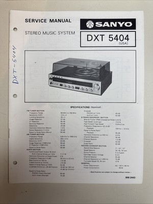 Vintage Sanyo Service Manual Model Number DXT 5404