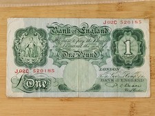 Vintage British £1 Bank Note. P S Beale. 1949 to 1955. No J02C.