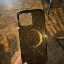 Black Glitter Magnetic Ring Back Case Cover for Apple iPhone 15 pro