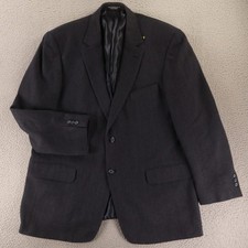 VTG Tweed Jacket 48R XL Blue Herringbone 100 Wool Blazer Sport Coat