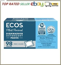 ECOS Dishwasher Detergent Packs, Free & Clear, No Phthalates 98-count Free Ship.