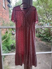 M&S Pink Spotted Midi Dress, UK Size 14
