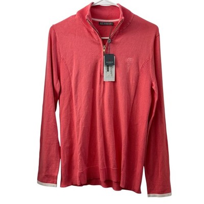 Alashan Cotton Cashmere Tee Time Half Zip Pullover Fruit Punch M Preppy Casual